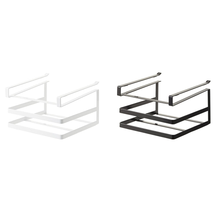 Wall-mounted double-layer cutting board rack set shown in white and black