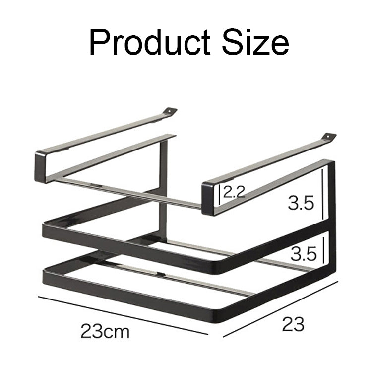 Double-layer wall-mounted cutting board rack with metal brackets and two tiers