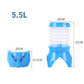 5.5L blue folding bucket with faucet, open dimensions shown