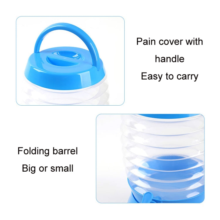 Blue folding bucket with carrying handle and snap-on lid cover