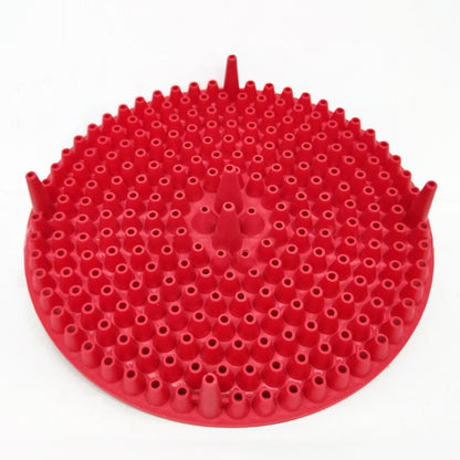 Round red gravel filter isolation net with raised peg holes and central stem
