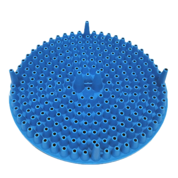 Round blue gravel filter isolation net with raised peg holes and central stem
