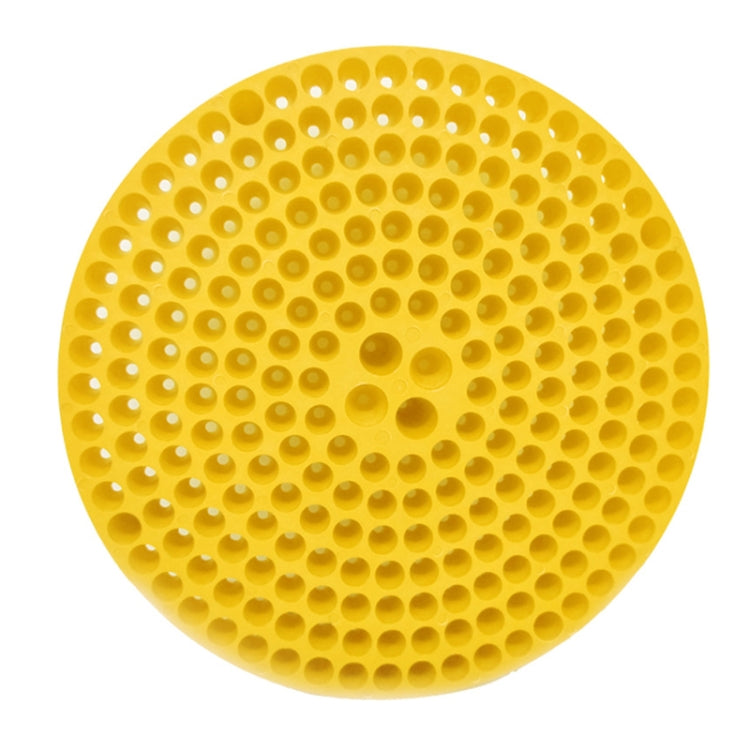 Round yellow gravel filter isolation net with raised peg holes and central stem