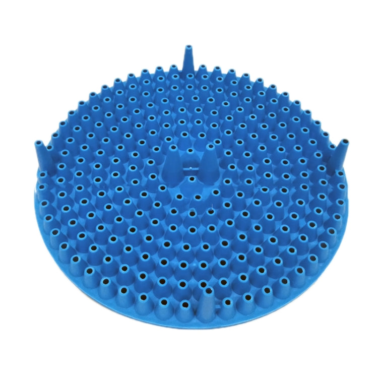 Round blue gravel filter isolation net with raised peg holes and central stem