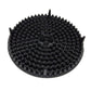 Round black gravel filter isolation net with raised peg holes and central stem