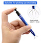 Blue IC chip picker tool held by hand for gripping small chips