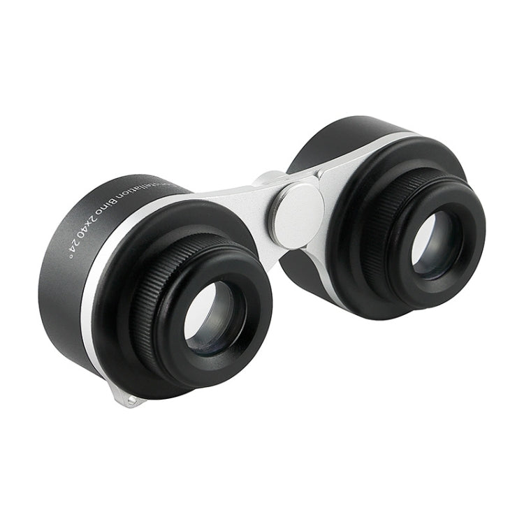 Black and gray stargazing binoculars with dual eyepieces and focus knob