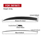 Infiniti air outlet trim sticker sizes shown: 48.6 cm length, 6.5 cm width