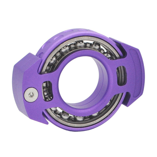 Purple fingertip gyroscope with exposed metal ball bearing ring and side grips