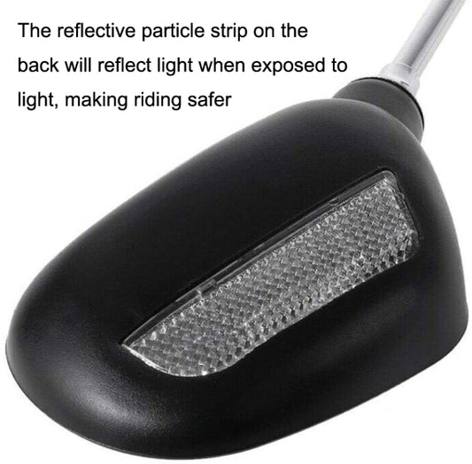 Black bicycle rearview mirror with reflective strip on lens