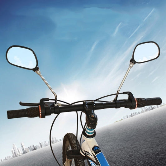 Bicycle rearview mirrors, oval glass mirror pair with adjustable metal stems