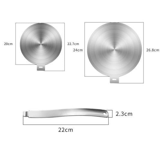 Induction diffuser plate with handle and size diagram, 20–24cm