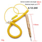 Auto voltage test pen with yellow coiled wire, metal probe, 6–12–24V range