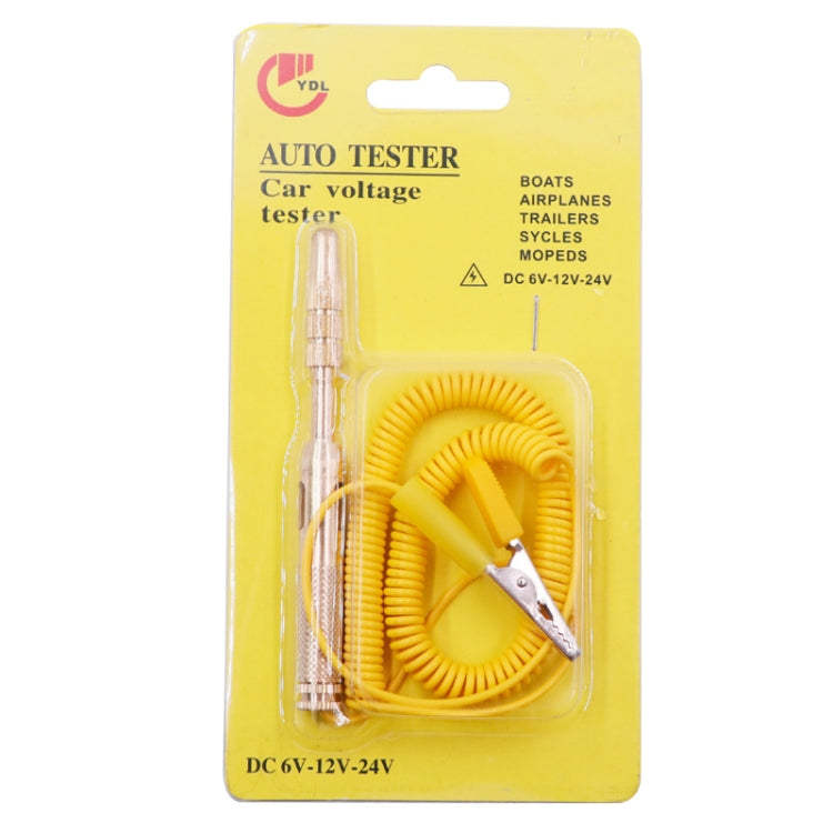 YDYL Auto tester voltage tester kit blister pack with yellow coiled cable and probe