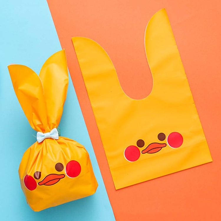 Cartoon rabbit ears gift packaging bag, yellow with cute animal face print