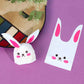 Cartoon rabbit ears gift packaging bags, white with pink rabbit face prints