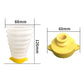 White accordion dust guard with yellow collar; molded top with central drill opening