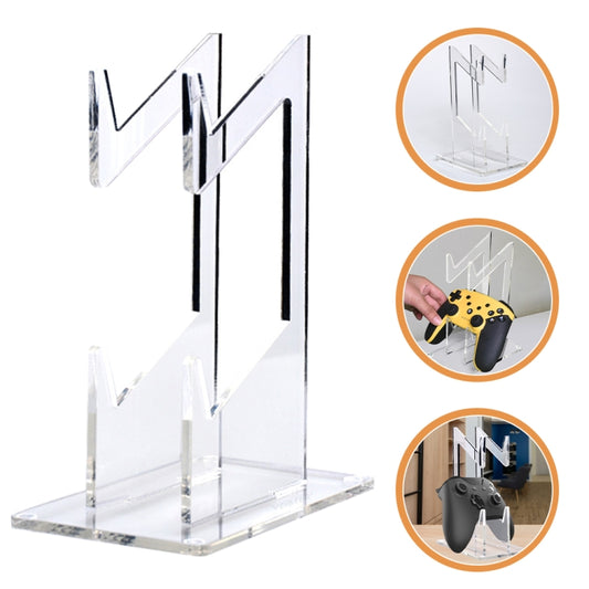 Clear acrylic double-layer game handle storage bracket with V-shaped slots, tabletop stand