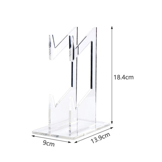 Clear acrylic double-layer handle bracket with base, height shown as 18.4 cm