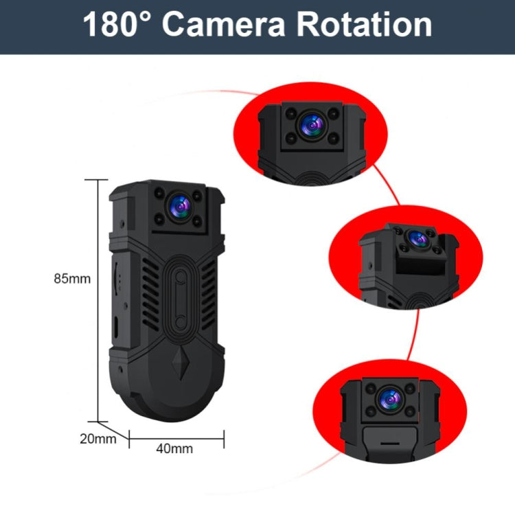Black wireless security camera with lens and 180° rotation view callouts.