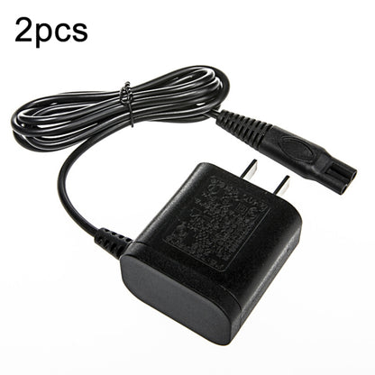Set of 2 black shaver charger adapters with US plug and power cord