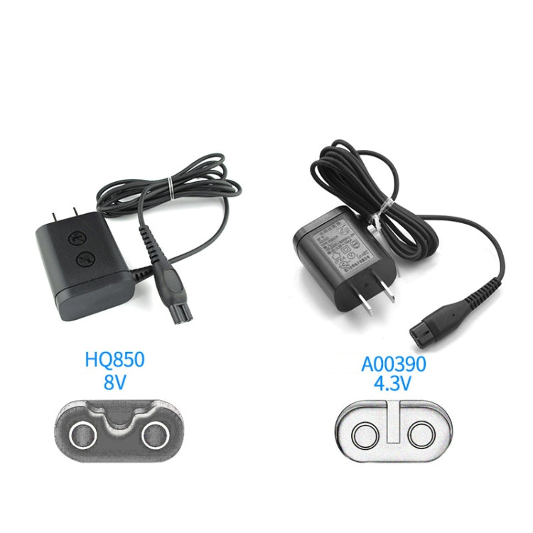 Two shaver charger adapters with US plug and connector tips
