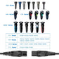 Black charger cable connectors with compatibility chart for multiple shaver series