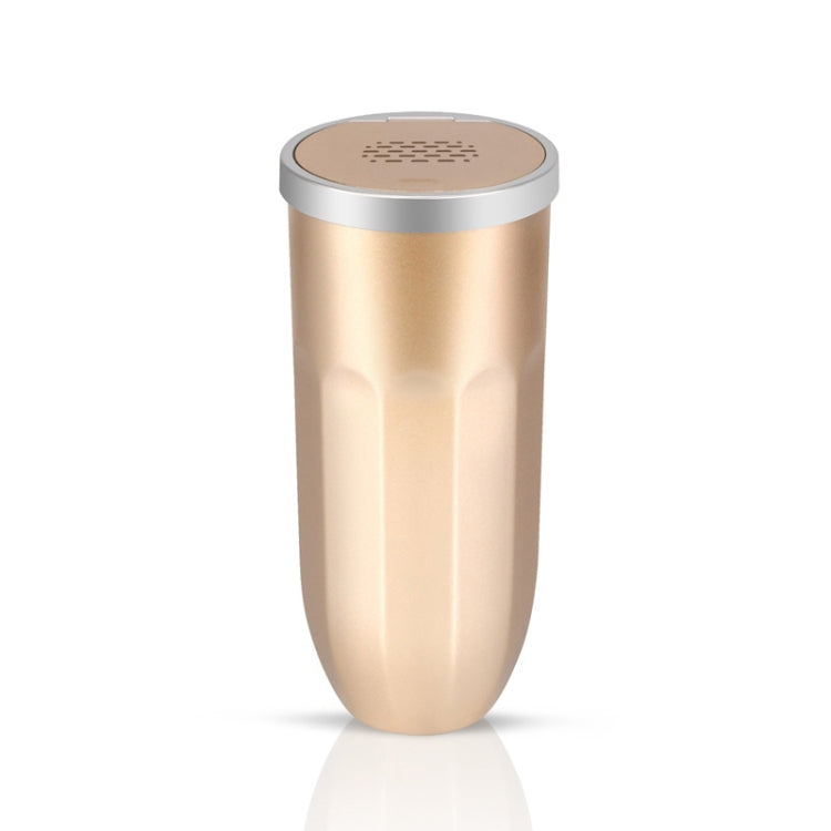 Car cup holder trash can with aroma diffuser, champagne body and silver top lid