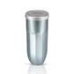 Car cup holder trash can with aroma diffuser, silver-blue metal body and silver top lid
