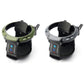 Car cup holder accessory in green and gray, black cup ring and base