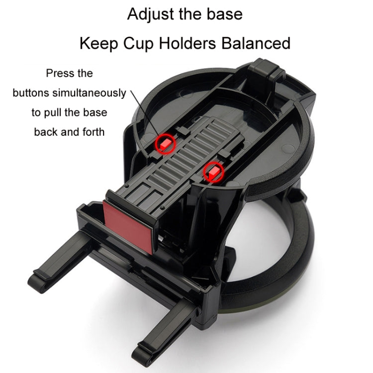 Car cup holder base mechanism with sliding supports and clamp arms
