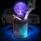 Car LED ashtray with open top, blue light ring and smoke rising