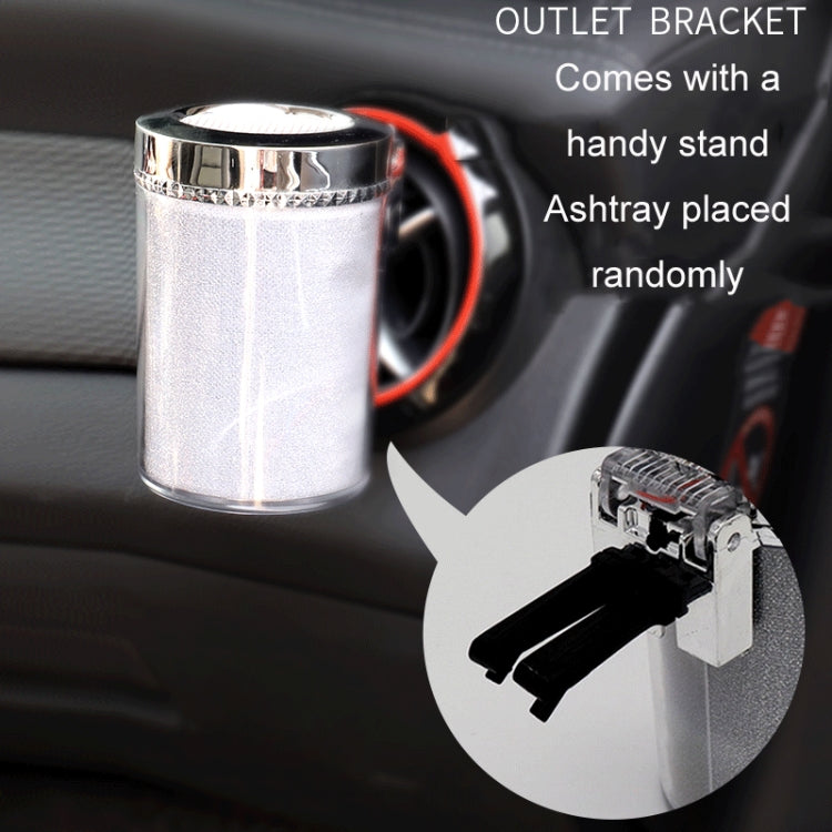 Car outlet bracket ashtray with metallic glitter cup and chrome LED housing