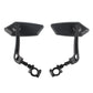 Mountain bike rearview mirror mount hardware with reflective glass panels, black