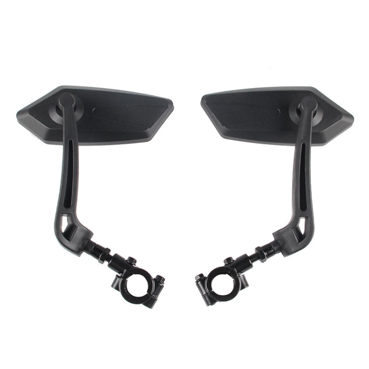 Mountain bike rearview mirror mount hardware with reflective glass panels, black
