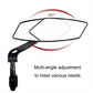 Mountain bike flat rearview mirror with adjustable arm, reflective glass, black