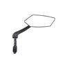 Mountain bike flat rearview mirror with reflective glass, black mount and stem