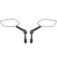 Mountain bike flat rearview mirrors pair with reflective glass, black mounting stems