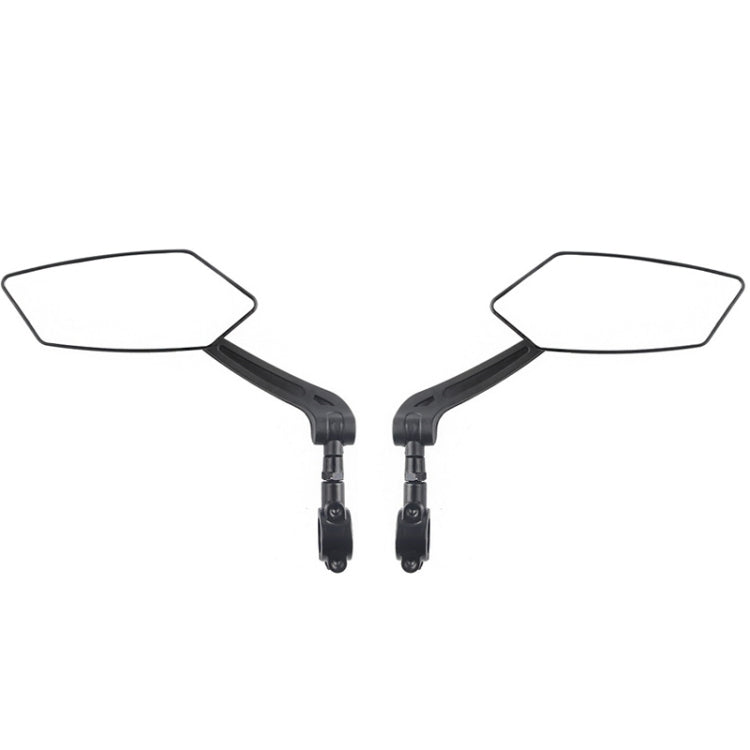 Mountain bike flat rearview mirrors pair with reflective glass, black mounting stems