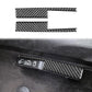 Carbon-fiber-look door lock switch trim set applied on car door panel, black.