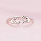 Sterling silver S925 heart gesture open ring top view with heart-shaped cutouts