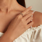 Sterling silver S925 heart gesture open ring on fingers, heart hands motif