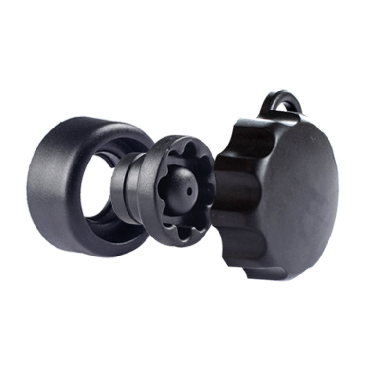 Motorcycle anti-theft knob lock with key slot and rotating housing, black metal