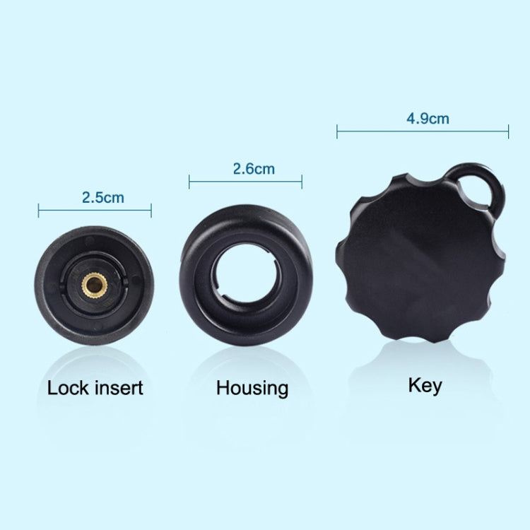 Anti-theft knob lock set with key, lock insert, and housing pieces, black