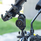 Installed motorcycle bracket anti-theft knob lock on handlebar, black housing