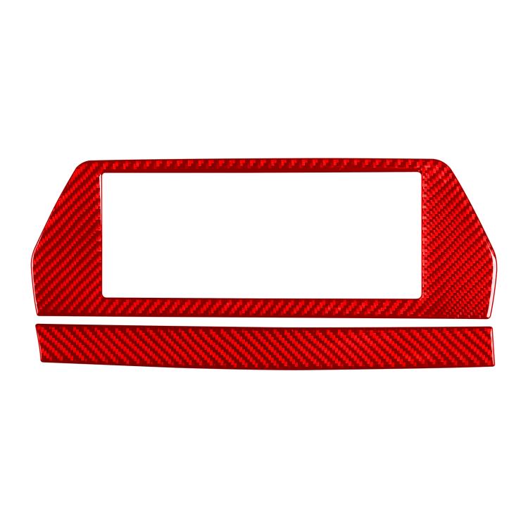 Red carbon-fiber style navigation screen frame sticker set, LHD, 2-piece