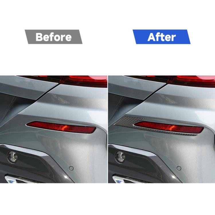 Red carbon-fiber rear fog light eyebrow sticker installed on rear light area