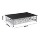 3-row coffee capsule holder with black top surface and silver wire compartments