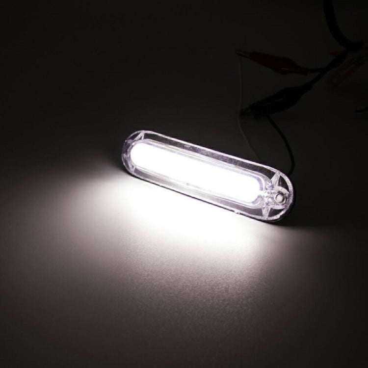 White LED side marker light with clear lens and white light strip, two-wire lead