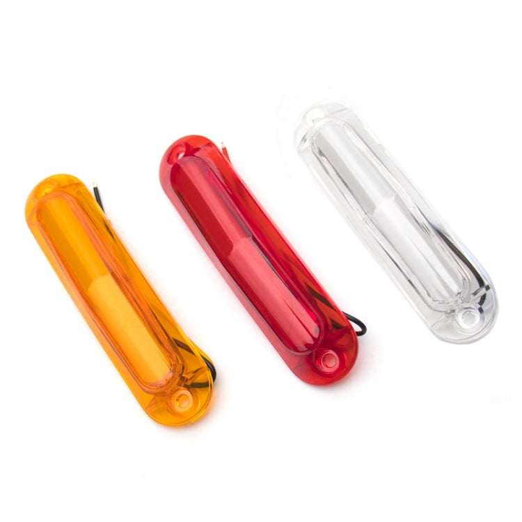 Three LED side marker lights with clear lenses: amber, red, and clear/white
